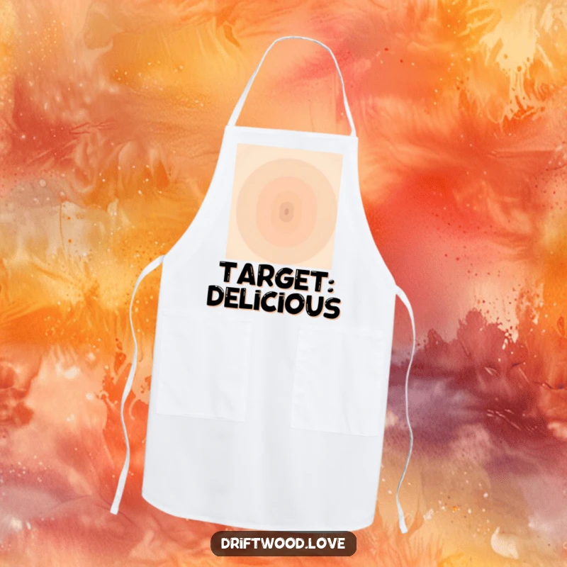 Funny Apron showcasing a muted gradient of earth tones converging to a single point, perfect for a serene kitchen experience.