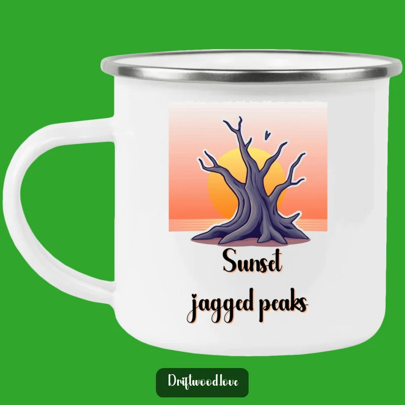 Funny Driftwood Sunset Camping Mug: Artistic Silhouette for Your Outdoor Adventures