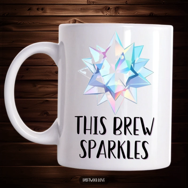 Funny Mug with sharp, geometric shards that reflect a watery, ethereal light, creating a mesmerizing and artistic design.