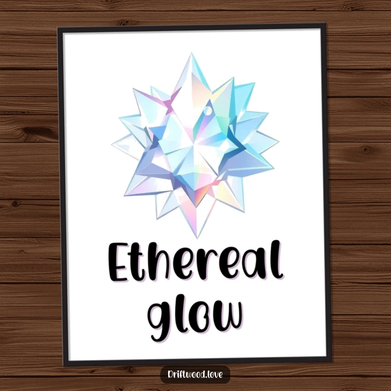 Funny Digital Art Print of sharp, geometric shards reflecting a watery, ethereal light, creating a captivating and mystical visual.