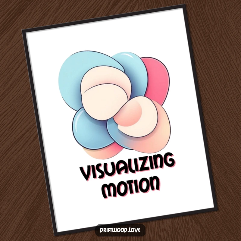 Funny Digital Art Print of smooth, polished abstract shapes interlocking in dynamic motion, offering a stylish and energetic visual.