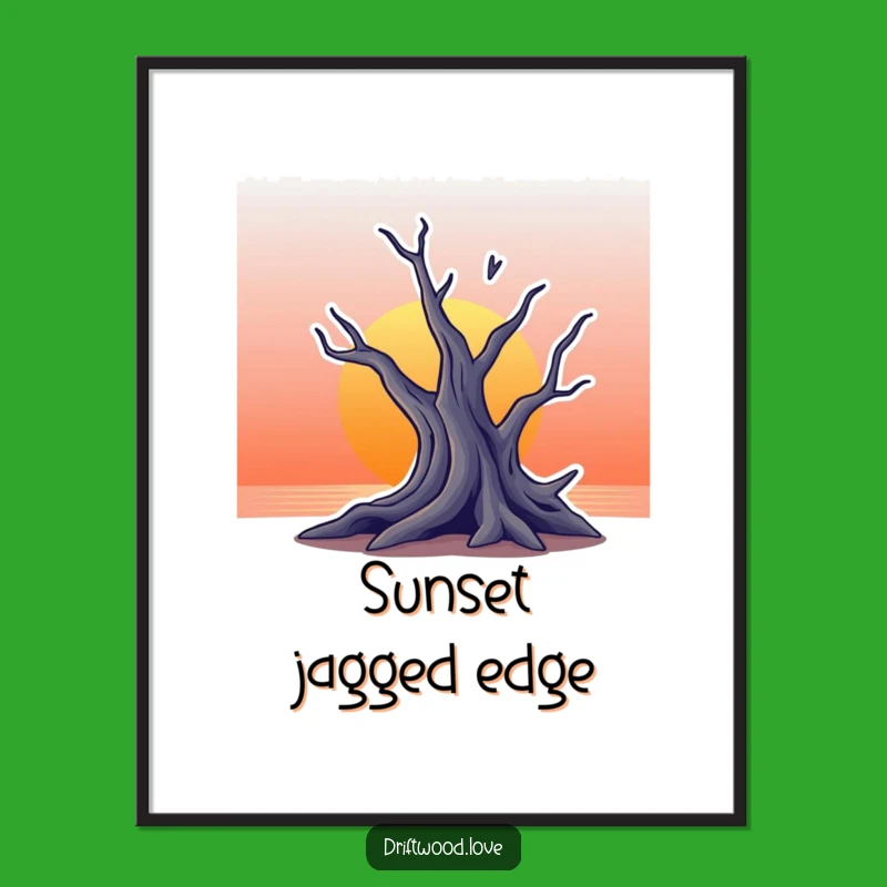 Funny Driftwood Sunset Digital Print: Artistic Silhouette Art for Instant Decor