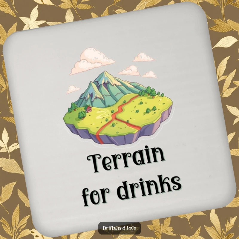 Funny Drink Coasters adorned with textured surfaces forming a topographical landscape, offering durable and artistic surface protection.