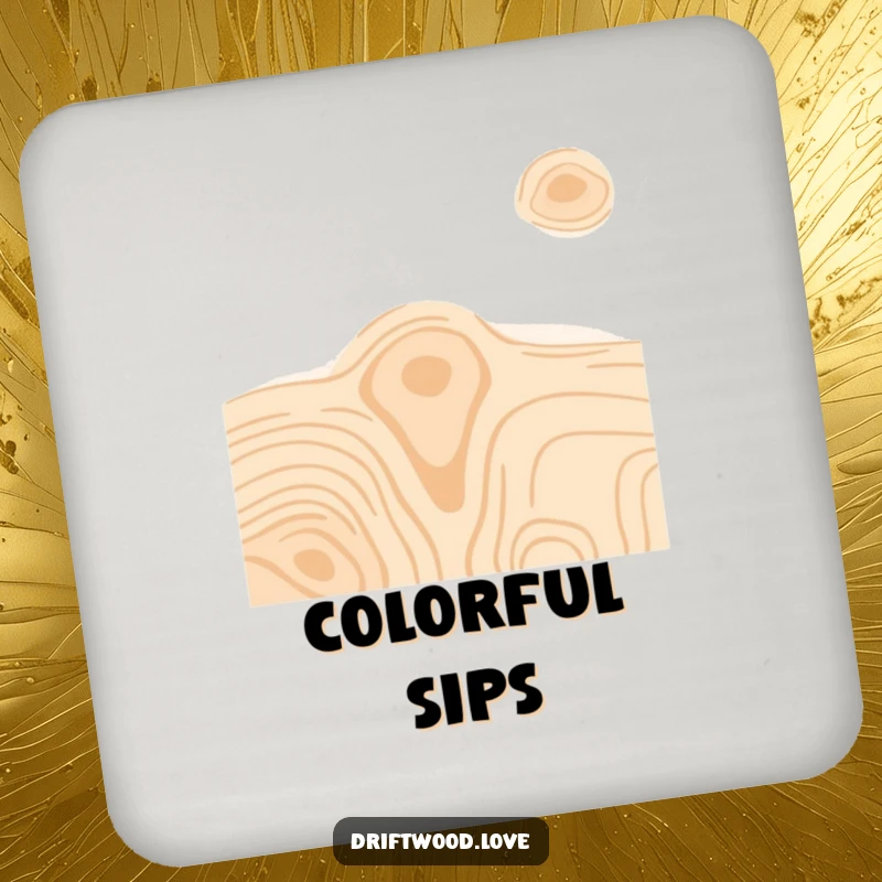 Funny drink coaster set showcasing minimalist wood grain textures in vibrant, contrasting colors, offering artistic and colorful protection.