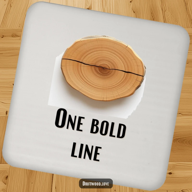 Funny drink coaster set with a polished driftwood look and a single, bold, dark line, offering minimalist artistic protection.