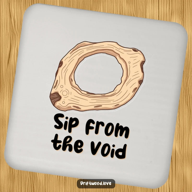 Funny Protective Coasters showcasing elongated driftwood with carved-out celestial negative space, adding a cosmic, funny flair.