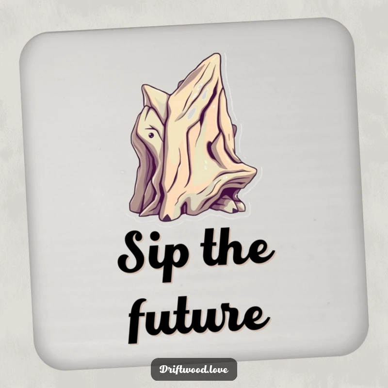 Funny Drink Coasters showcasing sculptural driftwood with sharp, futuristic angles and metallic highlights, adding a modern, funny touch.