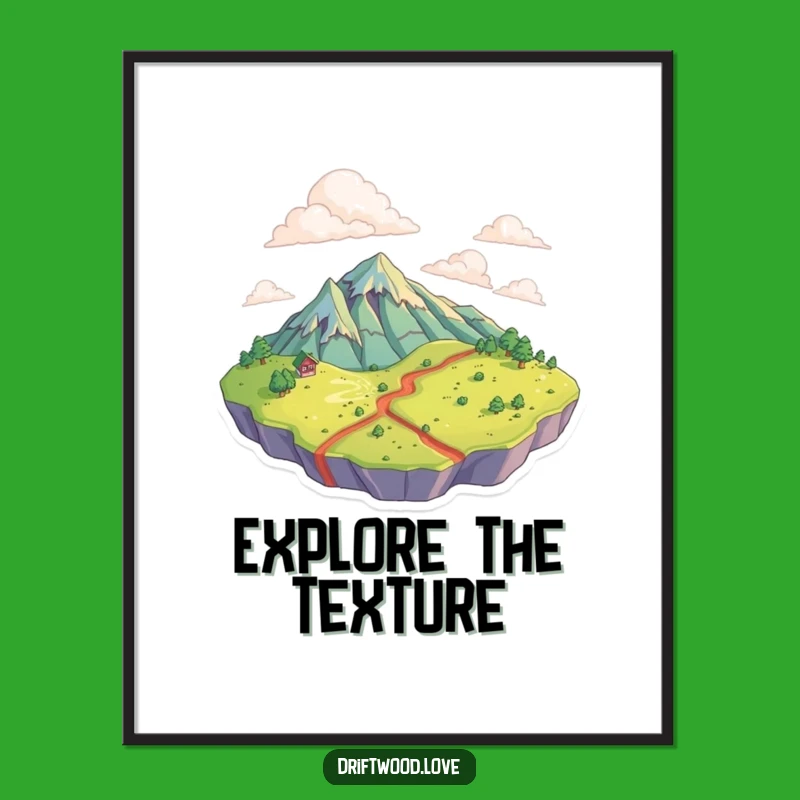 Funny Topographical Poster: Textured Landscape Art Print, Adventure Decor
