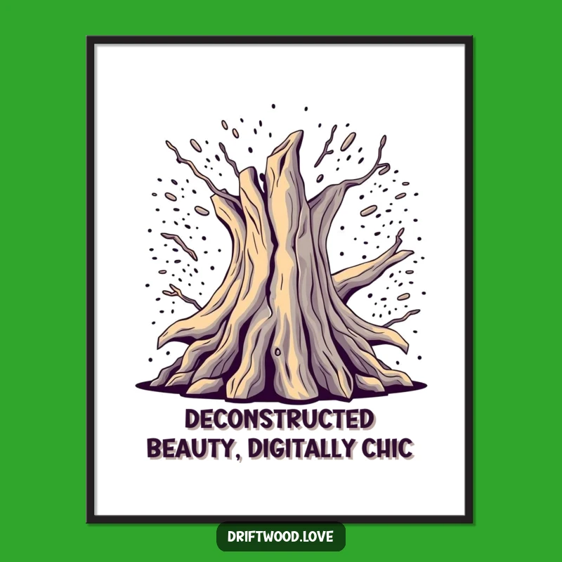 Free Printable Glitch Driftwood Wall Art: Digital Noise and Deconstruction Downloadable Decor