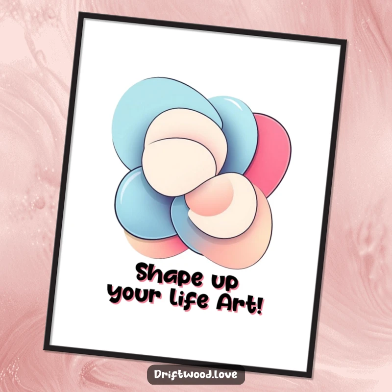 Funny Free Printable Wall Art depicting smooth, polished abstract shapes interlocking in dynamic, energetic motion, vibrant decor.