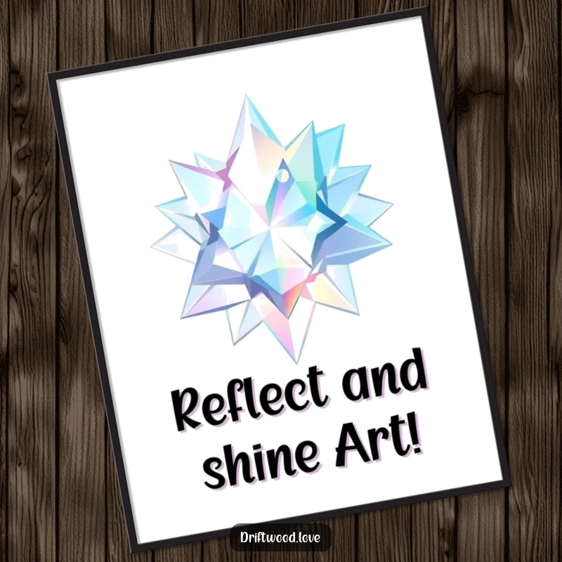 Funny Free Printable Wall Art with sharp geometric shards reflecting watery, ethereal light, creating a dazzling, humorous effect.