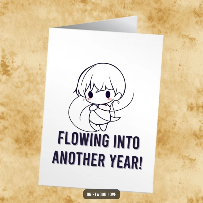 Funny Free Printable Birthday Card featuring intertwined organic lines forming a minimalist, flowing silhouette with a witty twist.