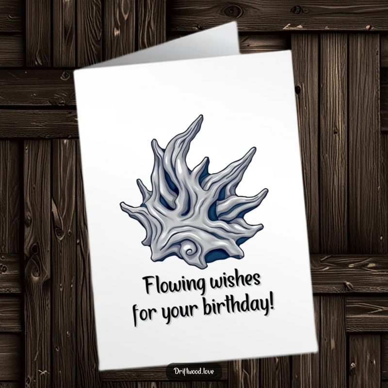 Funny Free Printable Birthday Card: Organic driftwood form in metallic silver and deep navy for an elegant birthday