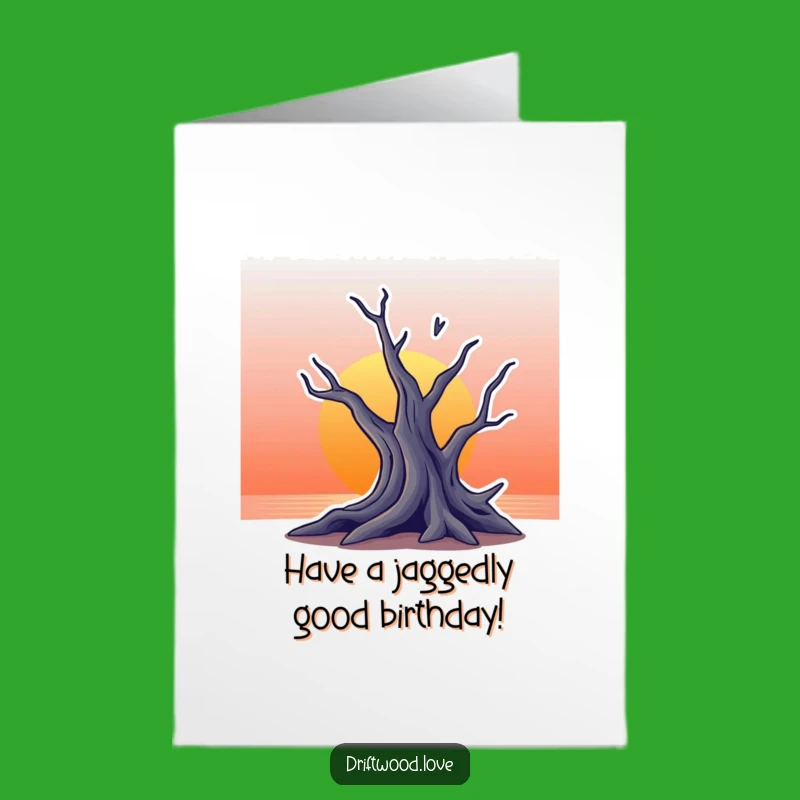 Sunset Free Printable Birthday Card: Jagged Driftwood for a Dramatic Celebration