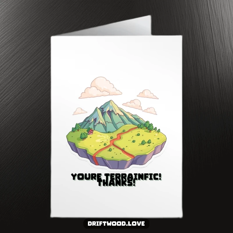 Funny Free Printable Thank You Card featuring textured surfaces forming a humorous topographical landscape, a unique and heartfelt card.