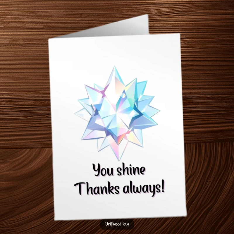 Funny Free Printable Thank You Card featuring sharp geometric shards reflecting watery, ethereal light, a dazzling gesture.