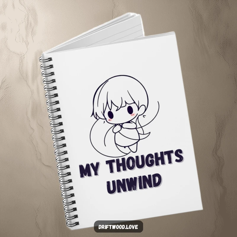 Funny Notebook with a cover displaying intertwined, organic lines forming a minimalist, flowing silhouette, ideal for creative expression.