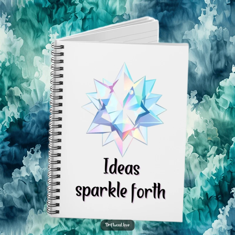 Funny Notebook with a cover displaying sharp, geometric shards reflecting a watery, ethereal light, ideal for capturing dazzling thoughts.