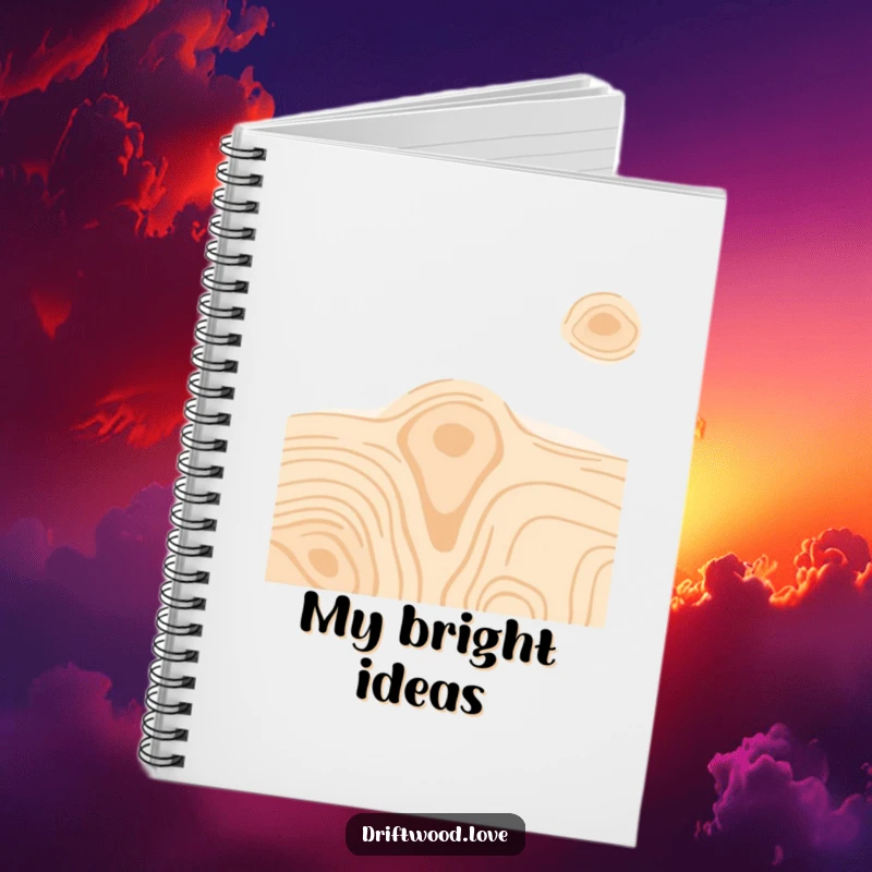 Funny notebook with a cover showcasing minimalist wood grain textures in vibrant, contrasting colors, perfect for artistic note-taking.