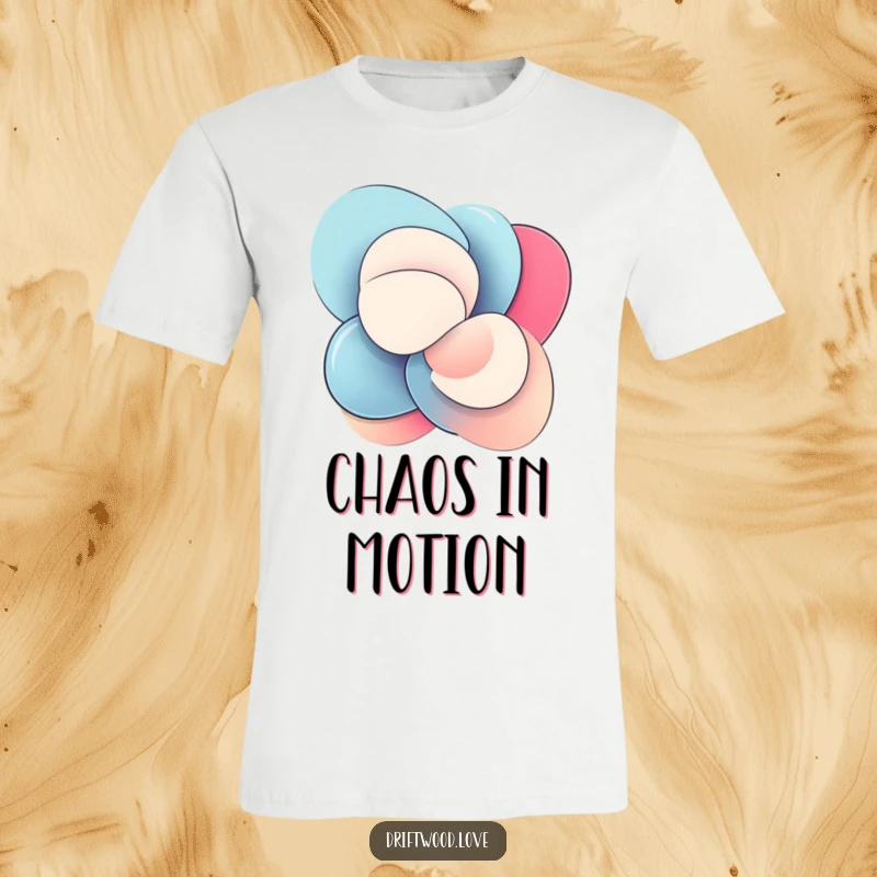 Funny T-Shirt with smooth, polished abstract shapes in dynamic interlocking motion, conveying energy and artistic flair.