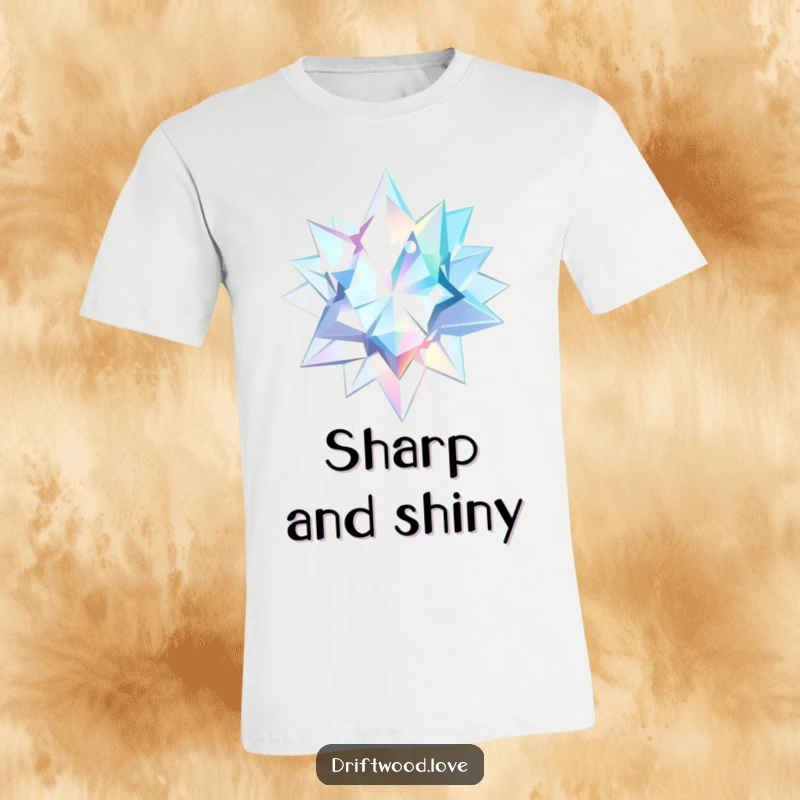 Funny T-Shirt featuring sharp, geometric shards reflecting a watery, ethereal light, conveying a sense of wonder and artistic flair.