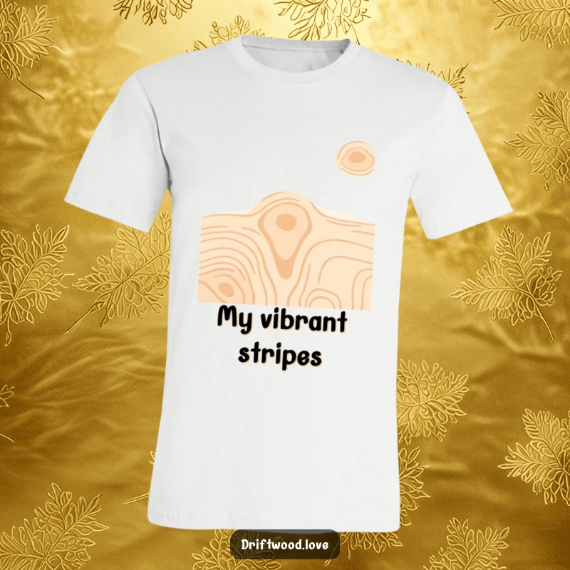 Funny T-shirt depicting minimalist wood grain textures using a palette of contrasting, vibrant colors for a bold artistic effect.