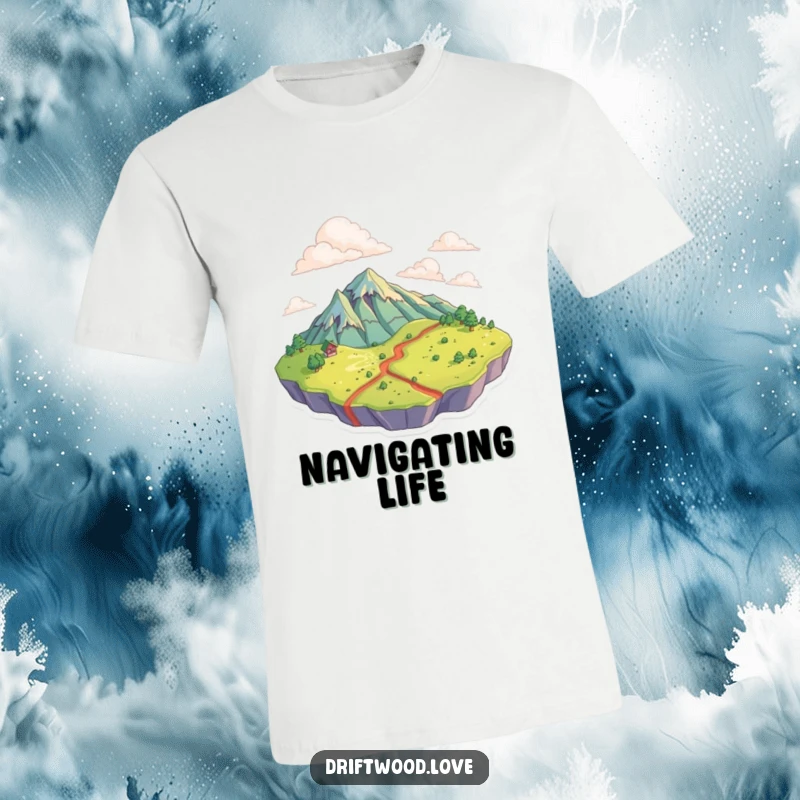 Funny T-Shirt with textured surfaces creating a topographical landscape, perfect for outdoor enthusiasts and lovers of unique patterns.