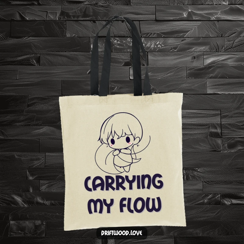 Funny Tote Bag with intertwined, organic lines forming a minimalist, flowing silhouette, perfect for art lovers on the go.