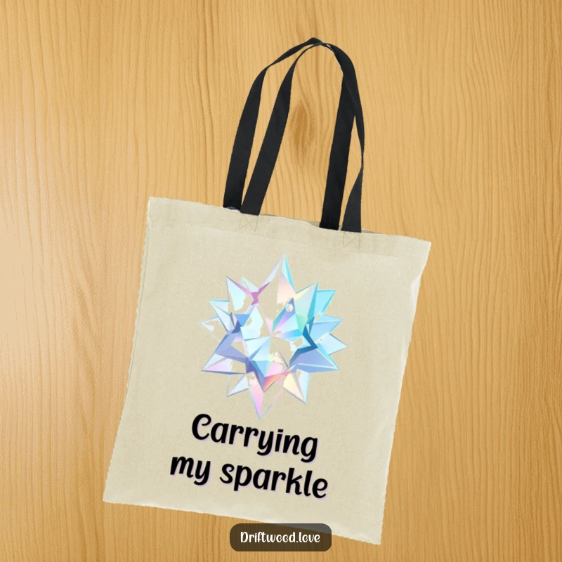Funny Tote Bag featuring sharp, geometric shards reflecting a watery, ethereal light, perfect for carrying essentials with artistic flair.
