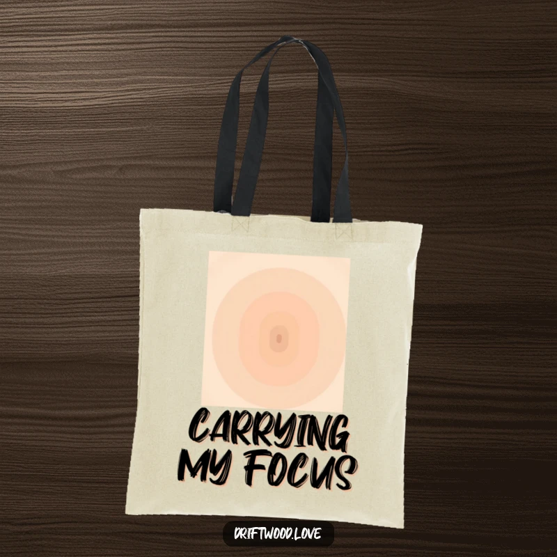 Funny Tote Bag displaying a serene gradient of muted earth tones converging to a single point, ideal for stylish errands.