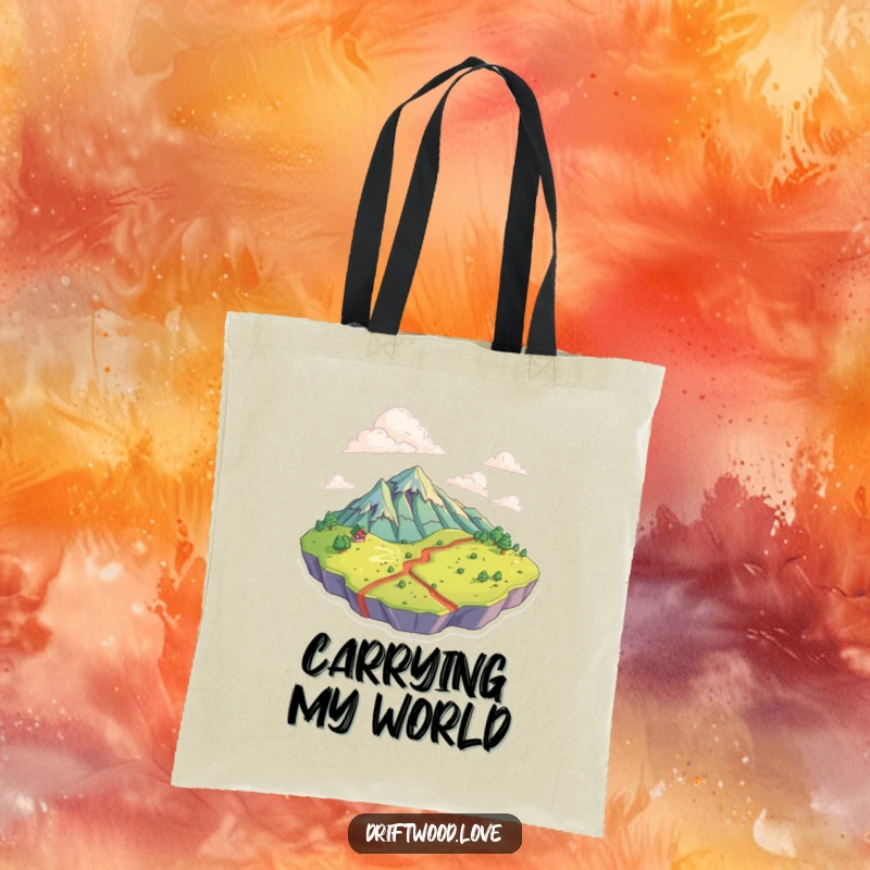 Funny Tote Bag displaying textured surfaces creating a topographical landscape, perfect for carrying essentials on any adventure.